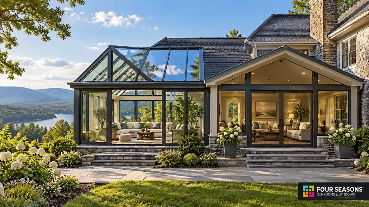 Glass roof vs solid roof sunroom comparison for a Hudson Valley home